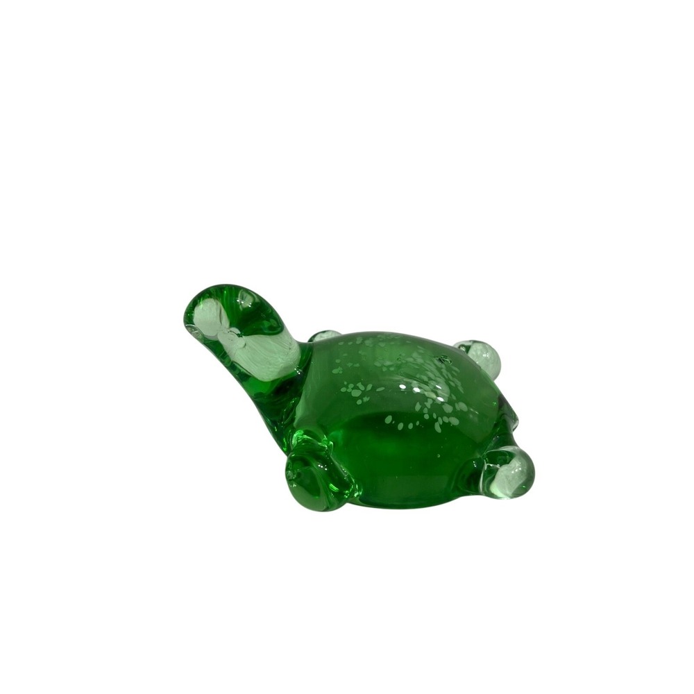 Vintage Art‎ Glass Cute Little Turtle Green 3" Paperweight Figurine Hand Blown